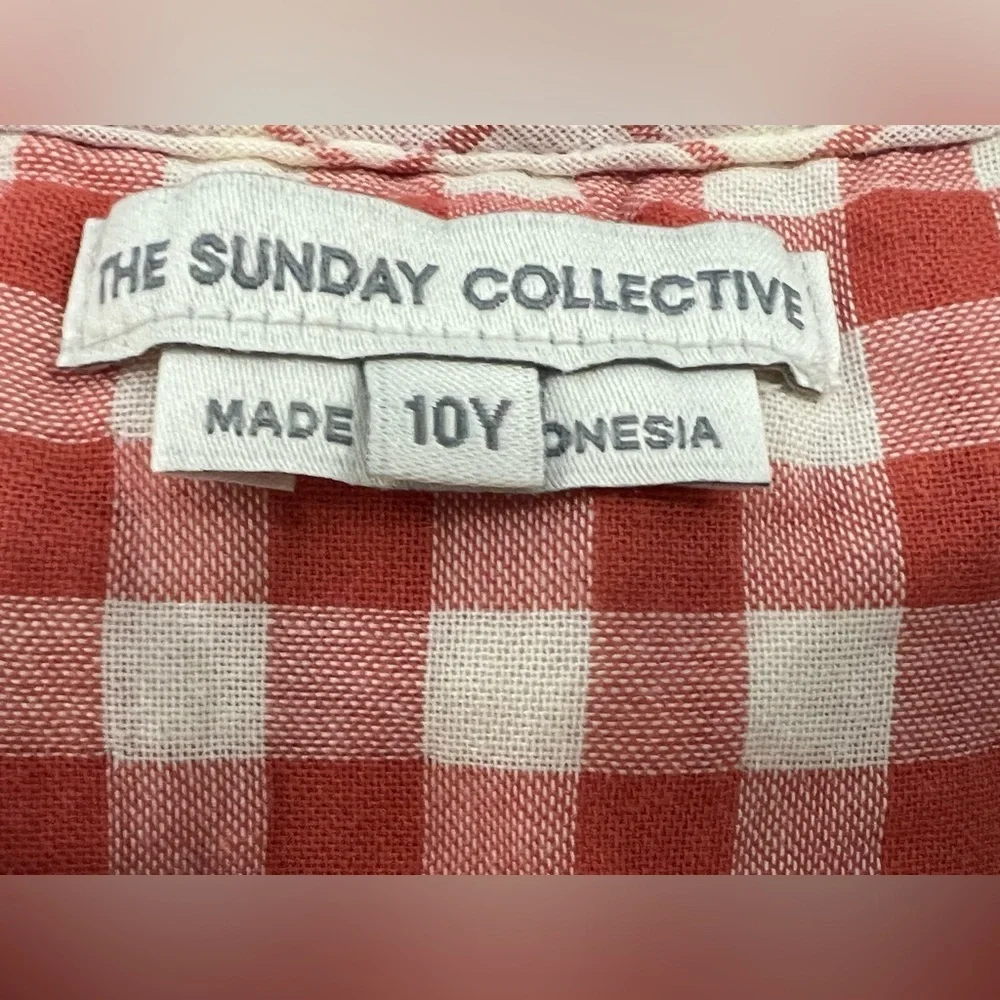 The Sunday Collective Girls Wrap Gingham Cotton Dress